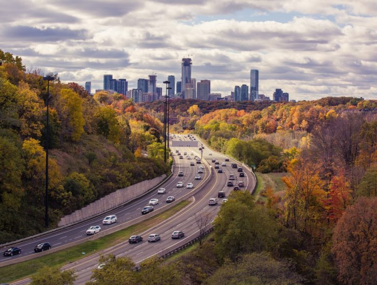 a highway to a city